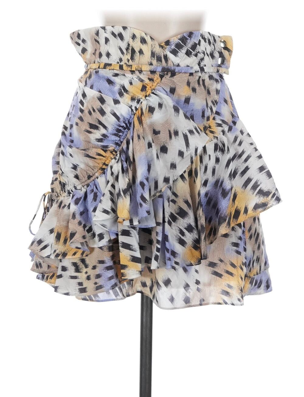 IRO Animal Print Silk Purple and Ocher Yellow Abstract Skirt Sz. 34